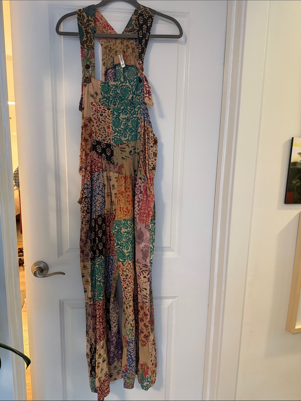 Avatar Patchwork Floral Maxi Dress with Teal & Beige Panels